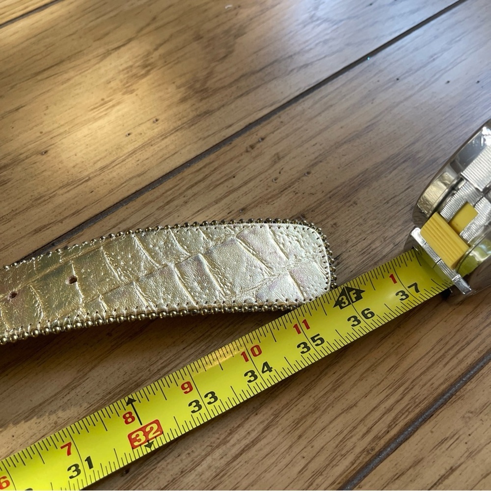 Leatherock Vintage Jeweled Gold Leather Rhinestone Belt Size S - Picture 11 of 16